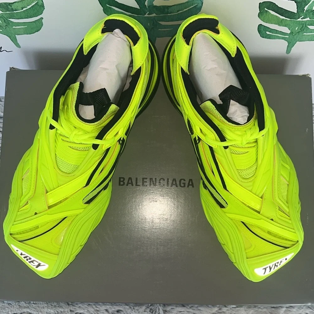 Balenciaga Tyrex Sneakers in Neon Yellow and Black - Picture 3 of 15